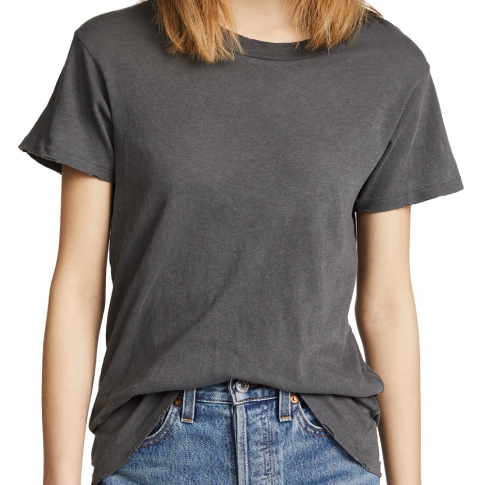 THE GREAT. The Slim Tee in Washed Black - Size 3 (Large)